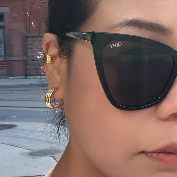 Brandi 18K Gold Plated Small Tri Hoop Earrings - Picture 2 of 11